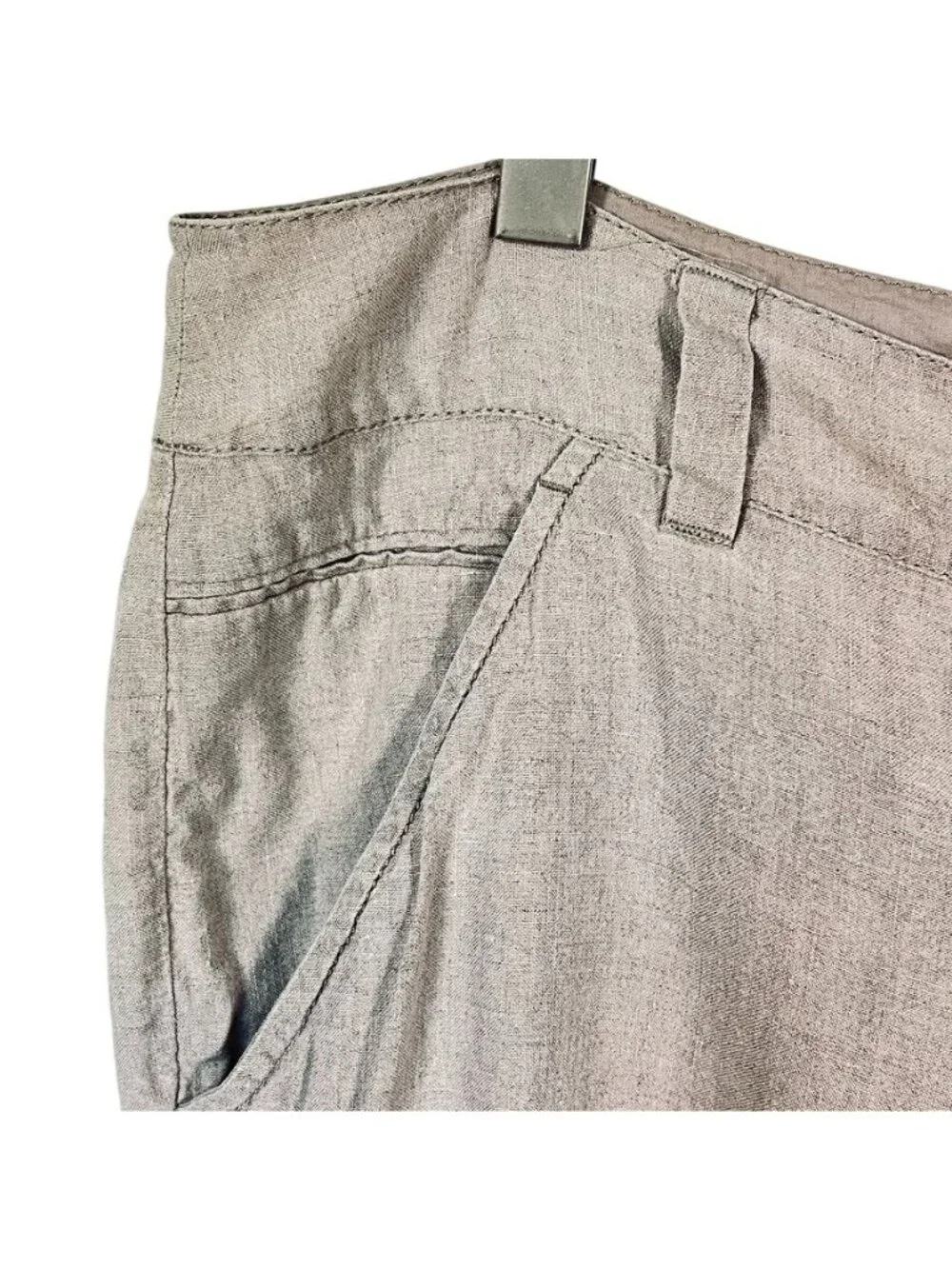Eileen Fisher XL Tan Linen Barrel Leg Pants Cropped Relaxed Lagenlook Coastal